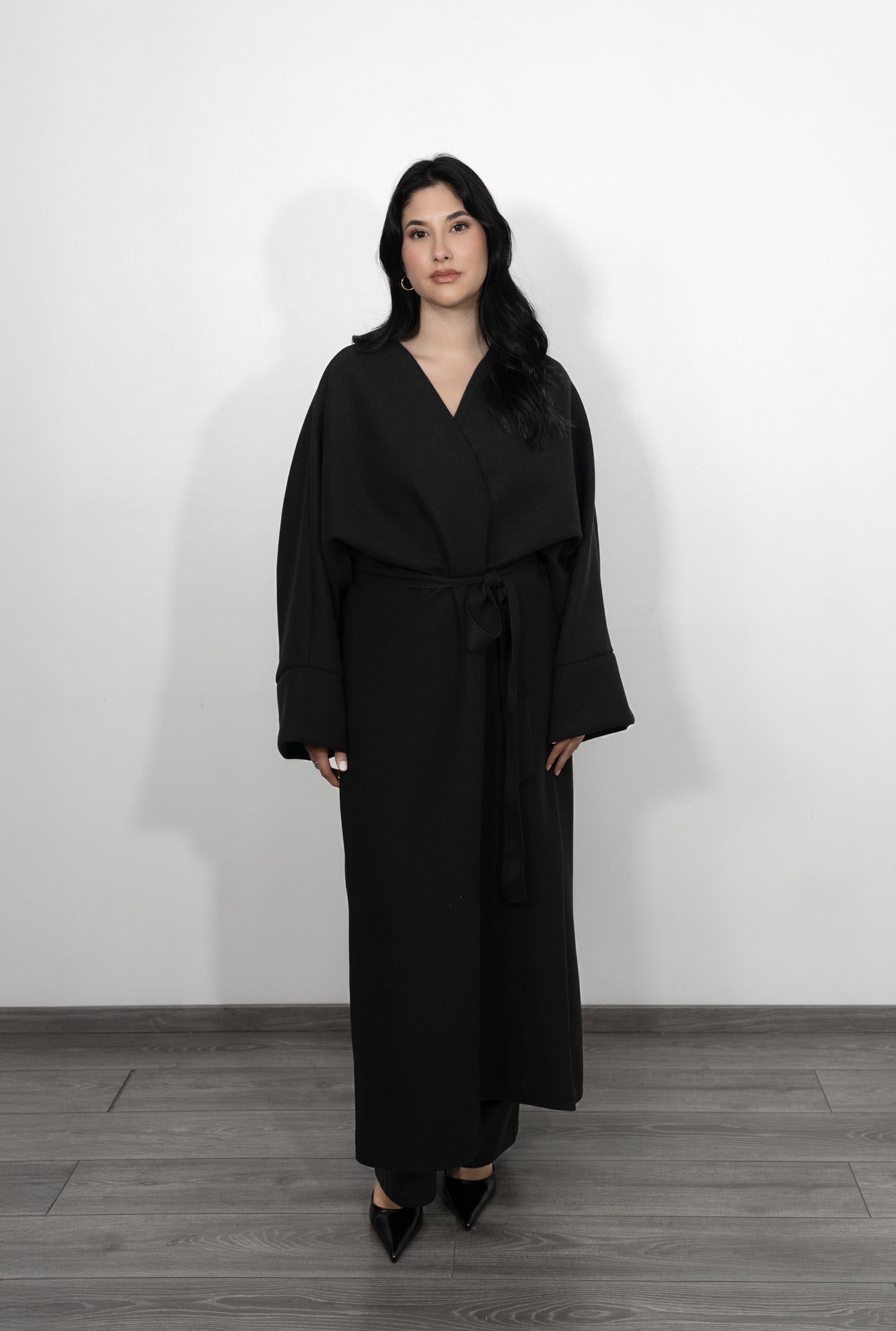 Manteau caban avec ceinture - Noir