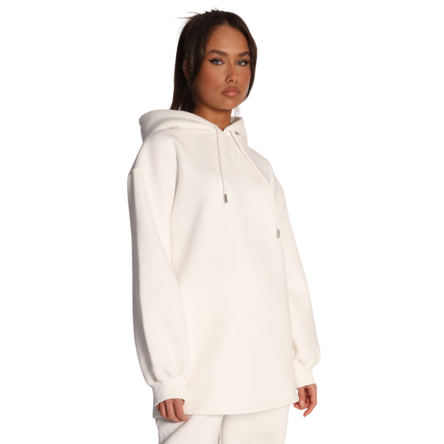 DRAWSTRINGED BISHOPSLEEVE HOODIE - WEISS
