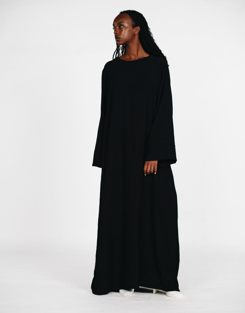 Schlichte lange Abaya aus Jazz - Schwarz