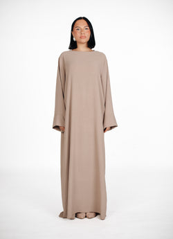 Schlichte lange Abaya aus Jazz - Beige