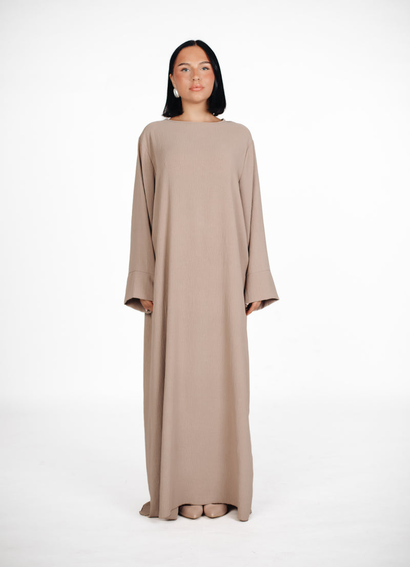 Schlichte lange Abaya aus Jazz - Beige