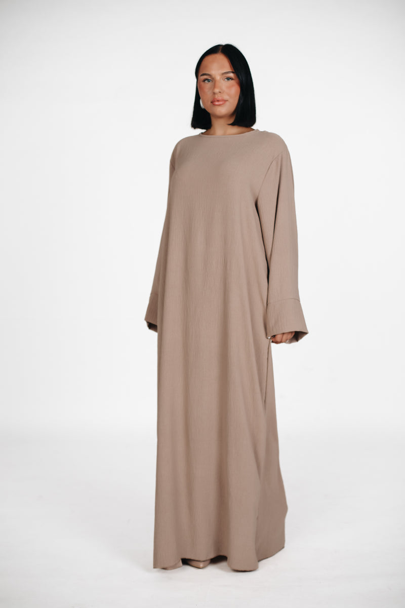 Schlichte lange Abaya aus Jazz - Beige