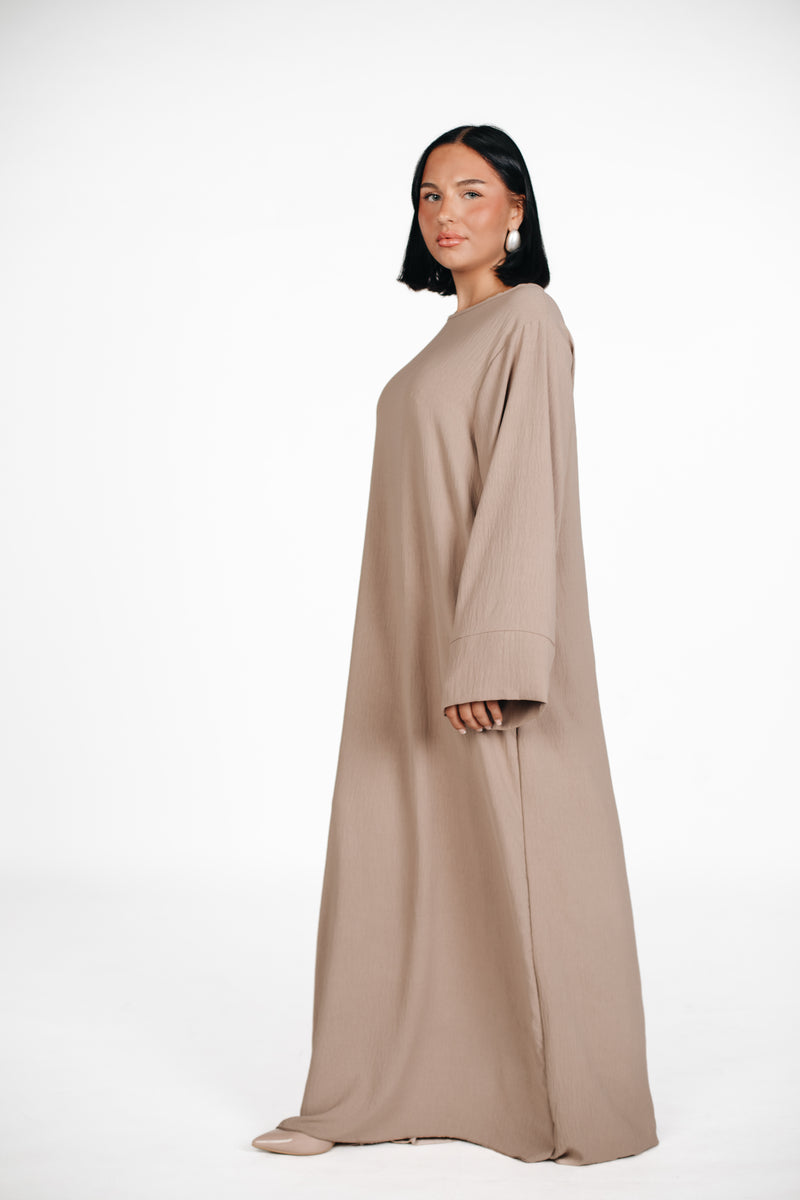 Schlichte lange Abaya aus Jazz - Beige