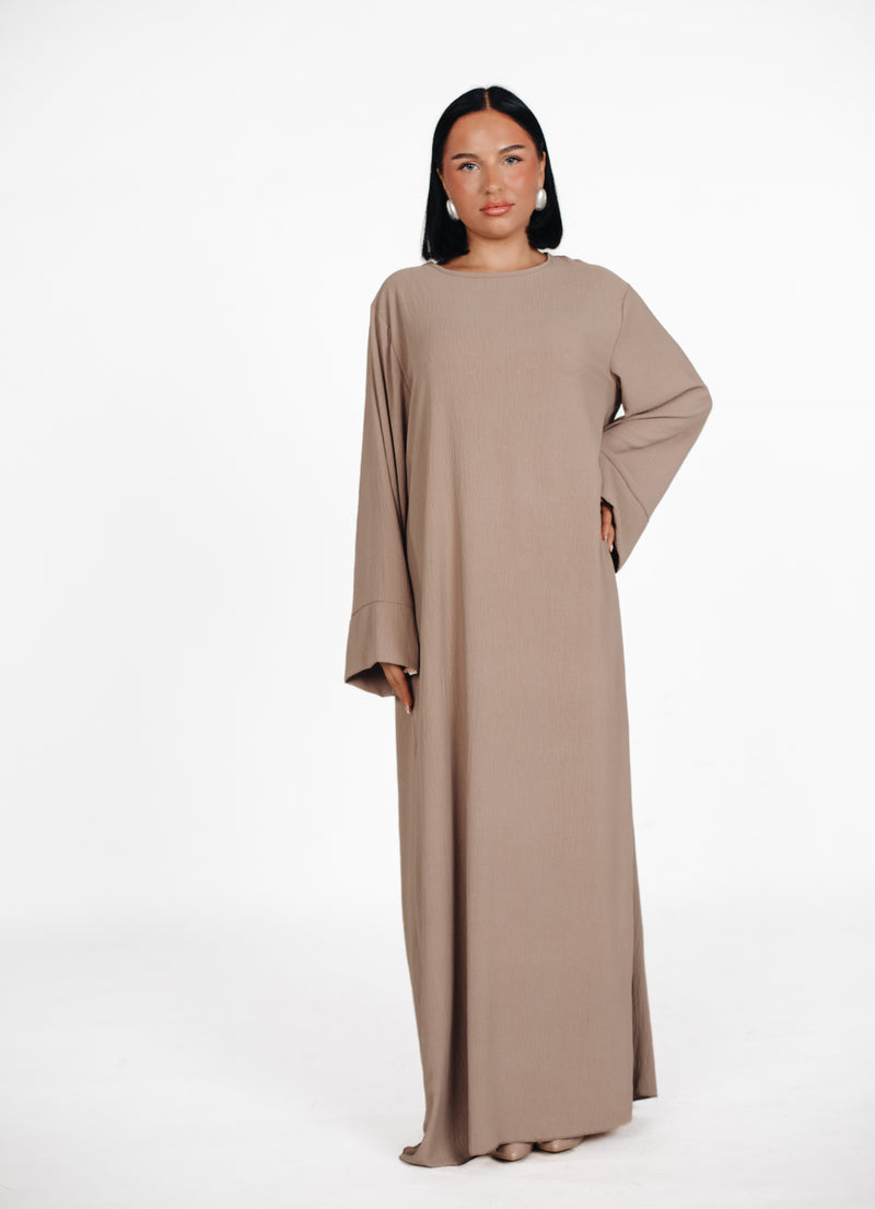 Schlichte lange Abaya aus Jazz - Beige