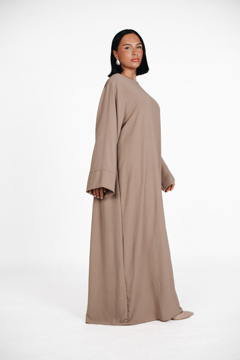 Schlichte lange Abaya aus Jazz - Beige