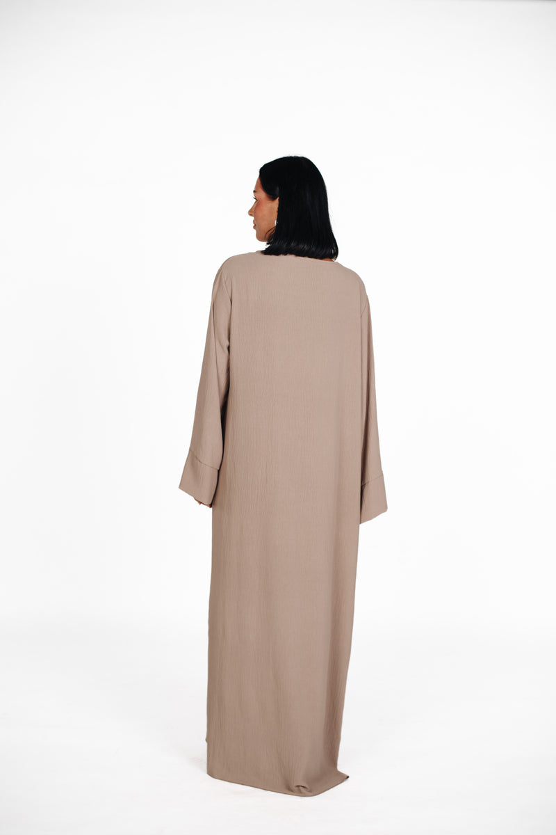 Schlichte lange Abaya aus Jazz - Beige