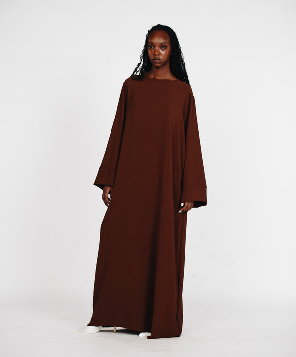 Schlichte lange Abaya aus Jazz - Braun