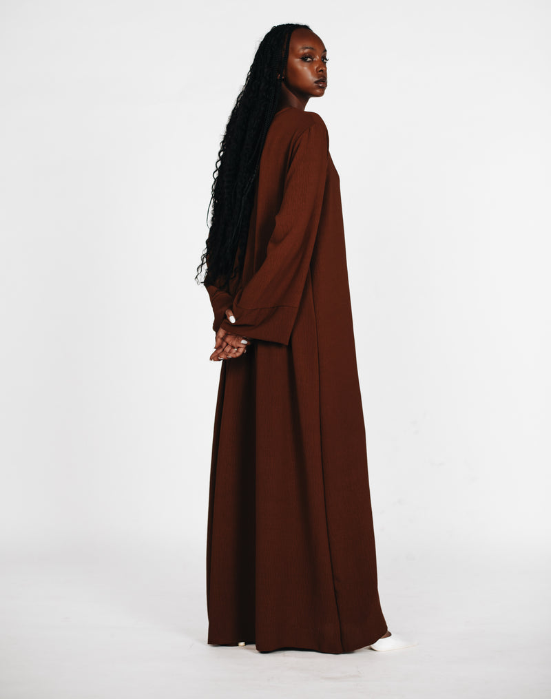 Schlichte lange Abaya aus Jazz - Braun