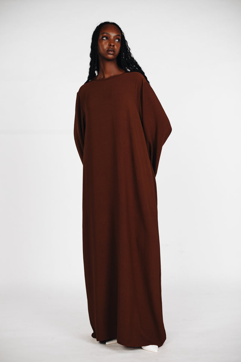 Schlichte lange Abaya aus Jazz - Braun