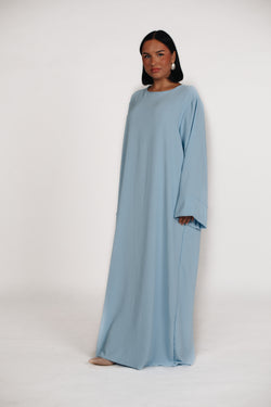 Schlichte lange Abaya aus Jazz - Babyblau