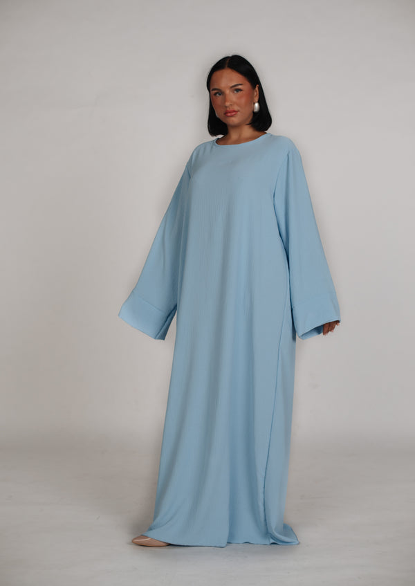 Schlichte lange Abaya aus Jazz - Babyblau