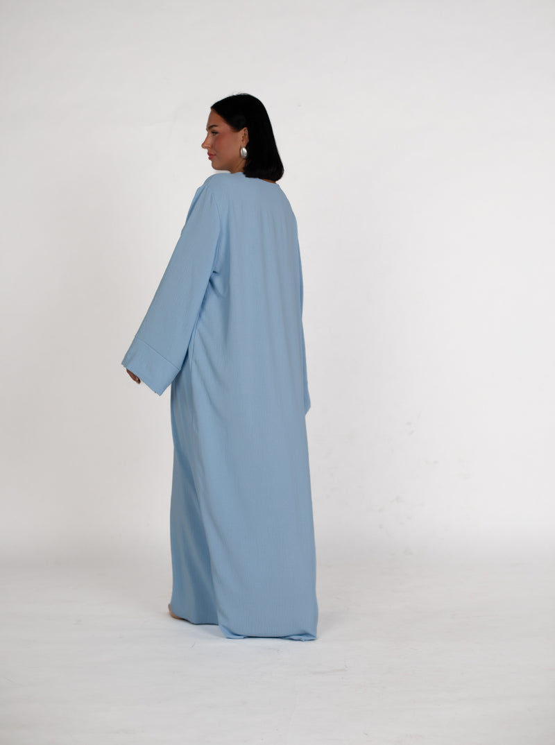 Schlichte lange Abaya aus Jazz - Babyblau