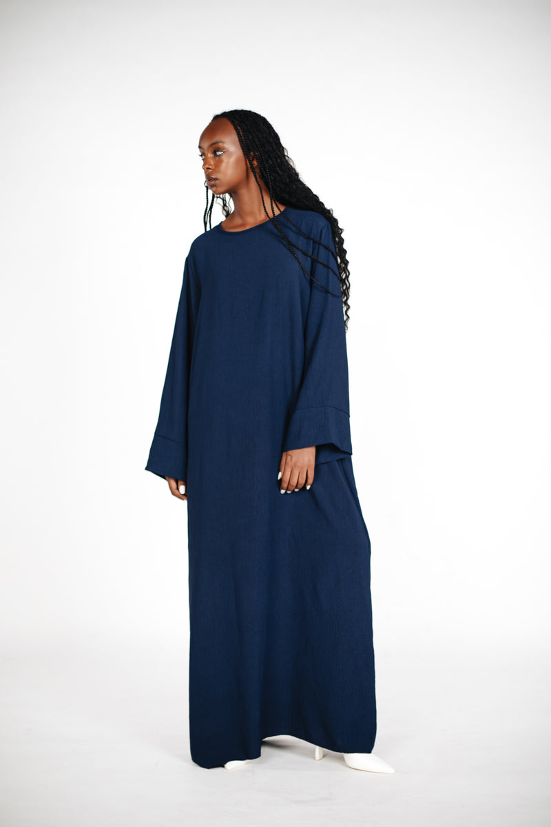 Schlichte lange Abaya aus Jazz - Blau