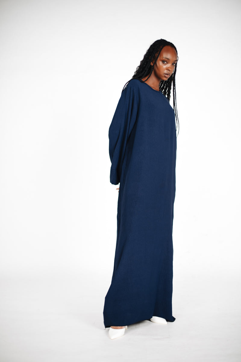 Schlichte lange Abaya aus Jazz - Blau