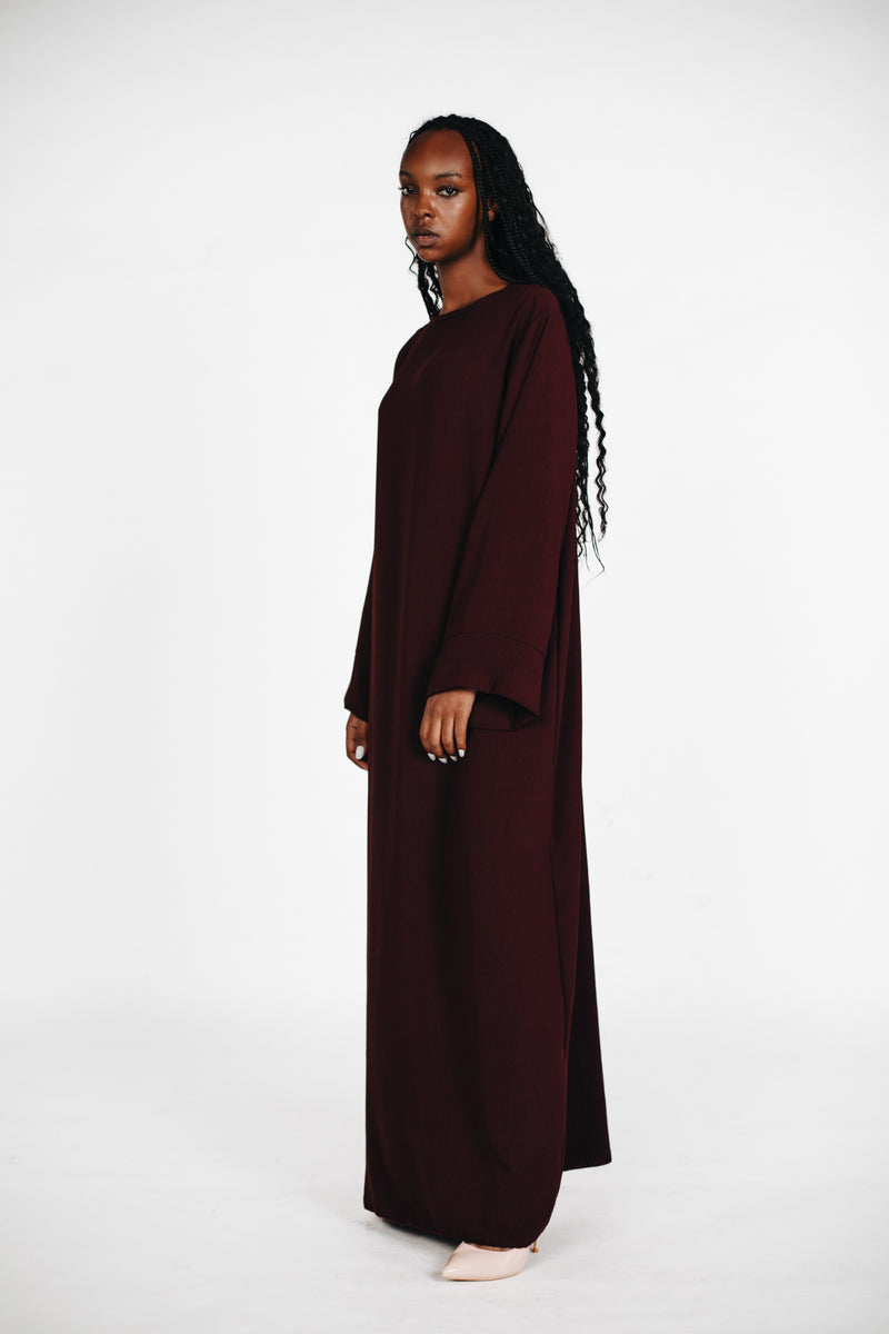 Schlichte lange Abaya aus Jazz - Plum