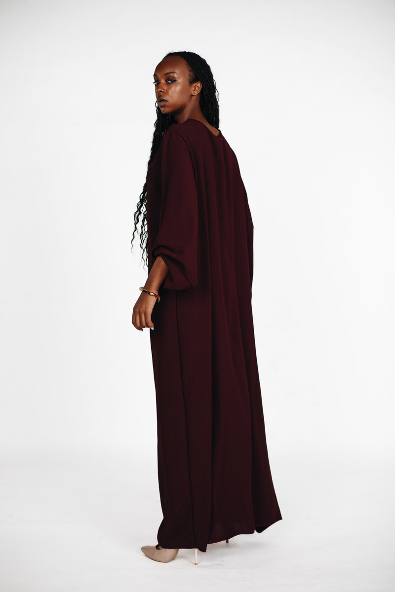 Schlichte lange Abaya aus Jazz - Plum