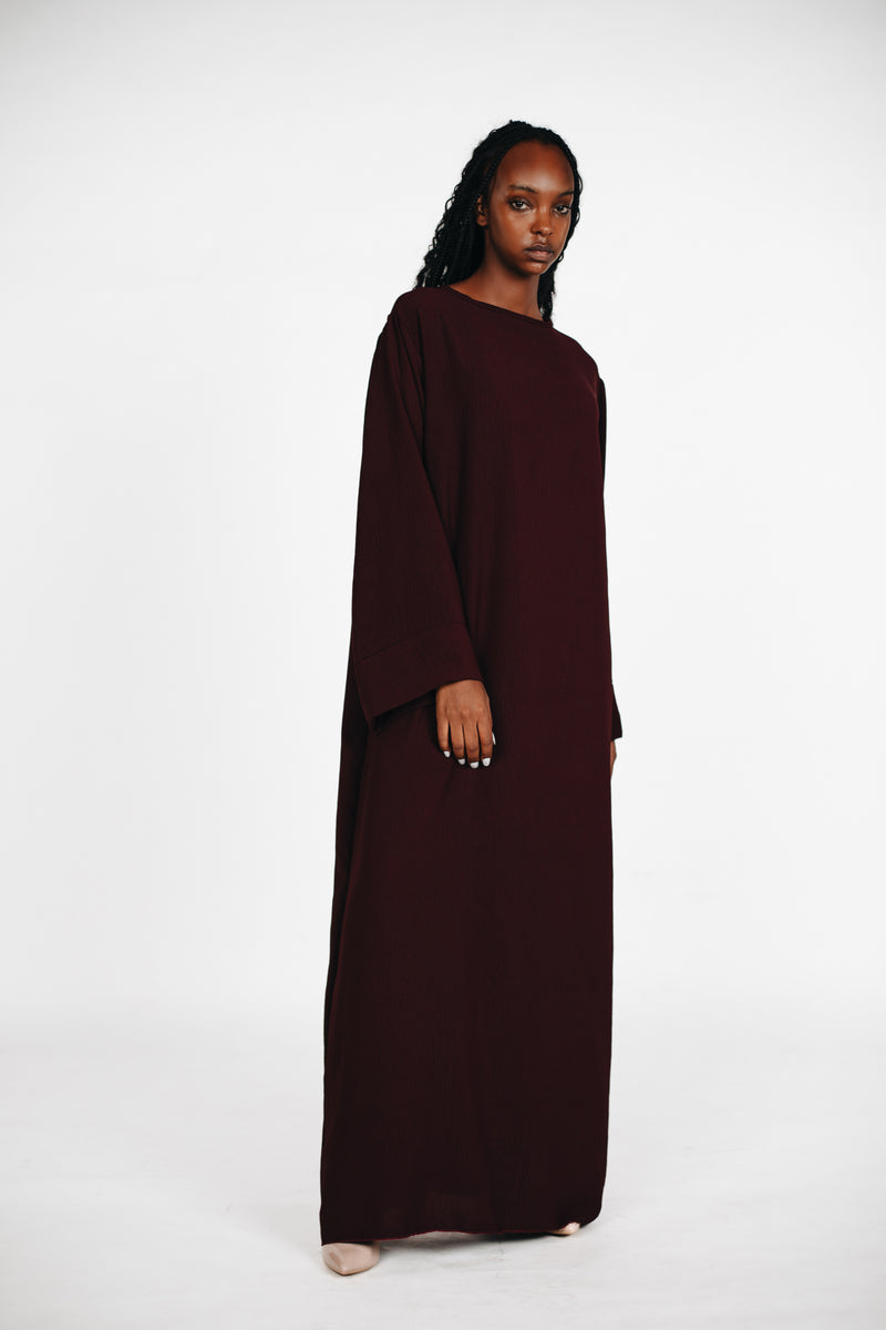 Schlichte lange Abaya aus Jazz - Plum