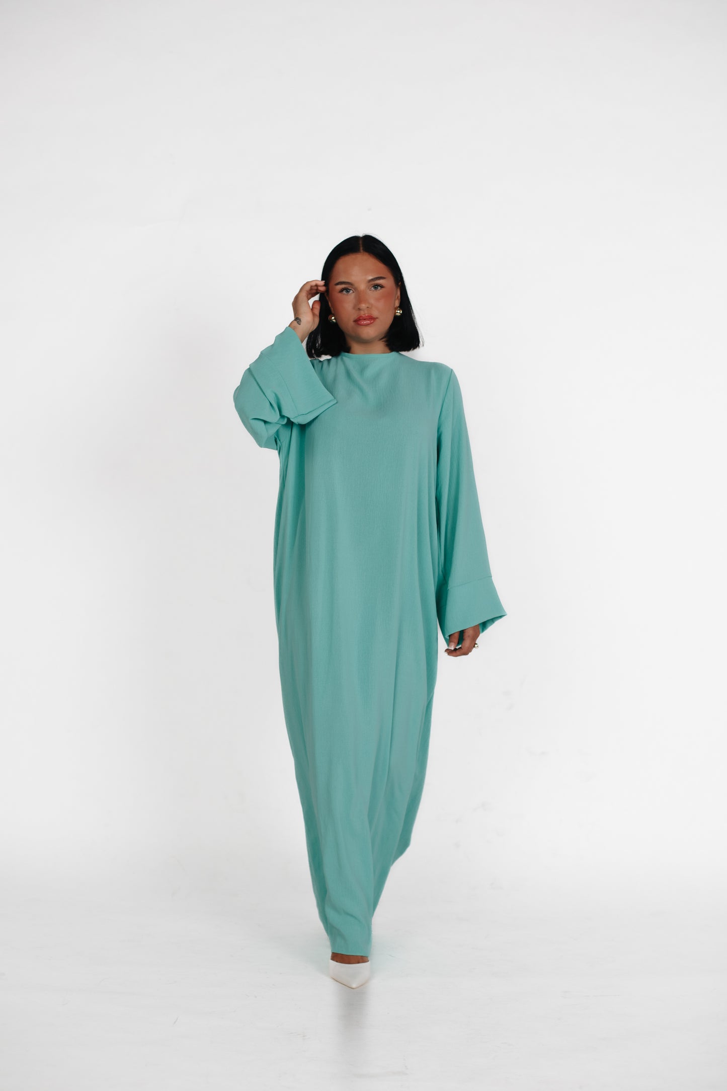 Abaya longue simple en Jazz - Turquoise 