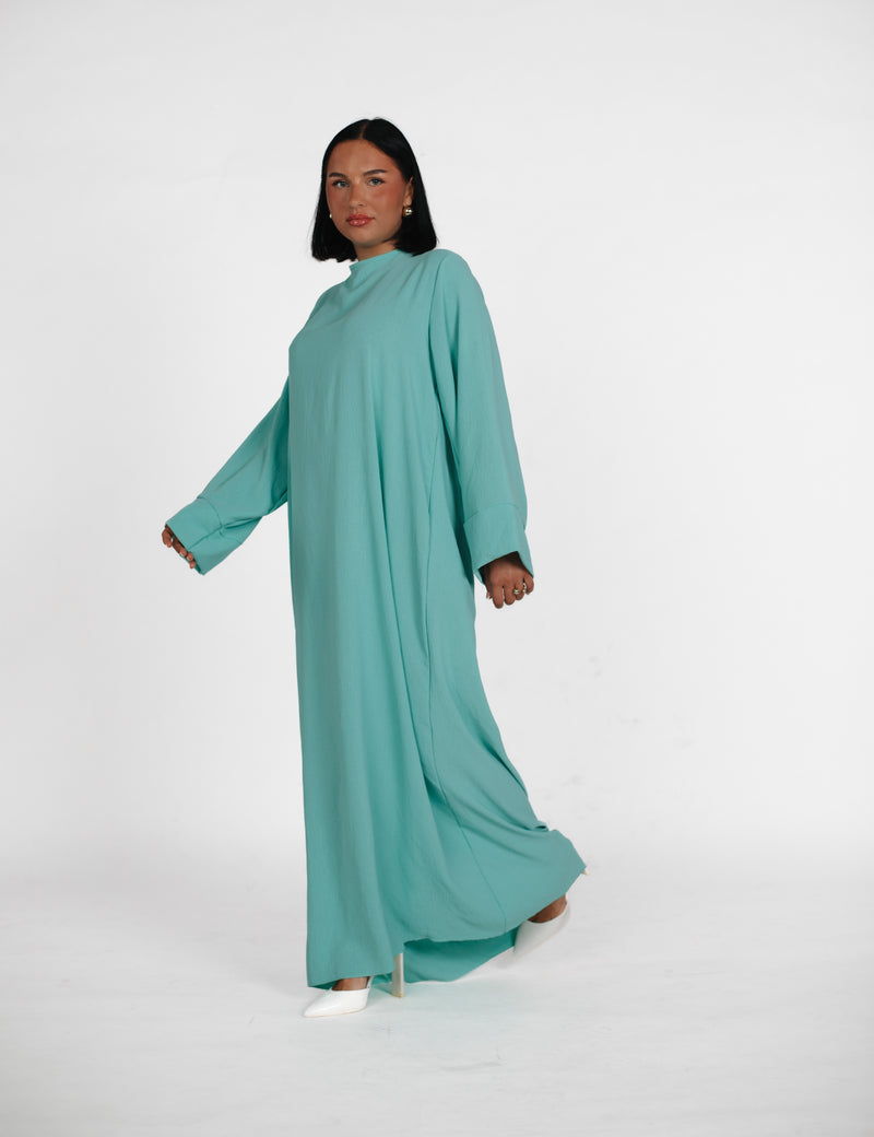 Schlichte lange Abaya aus Jazz - Türkis