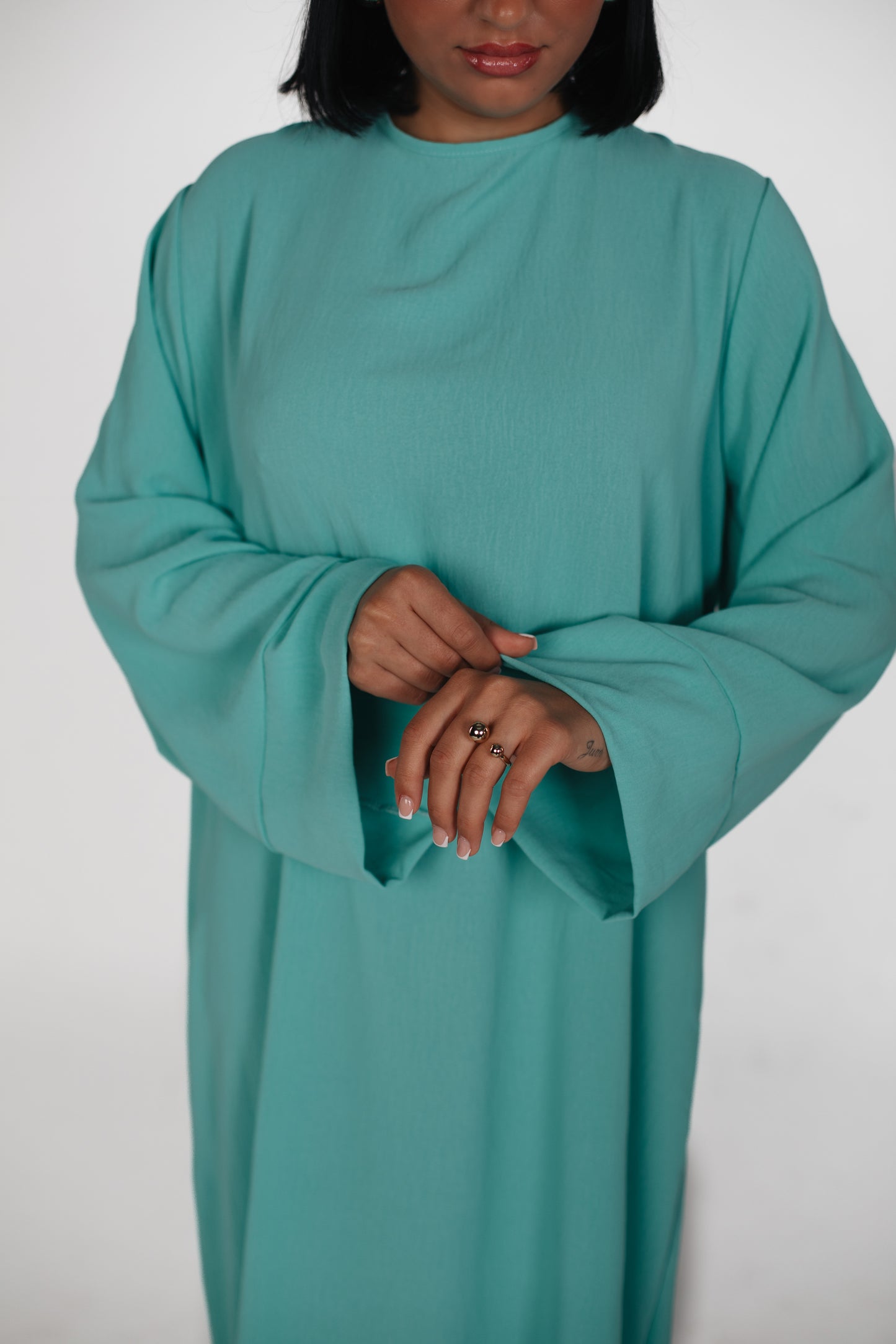 Abaya longue simple en Jazz - Turquoise 