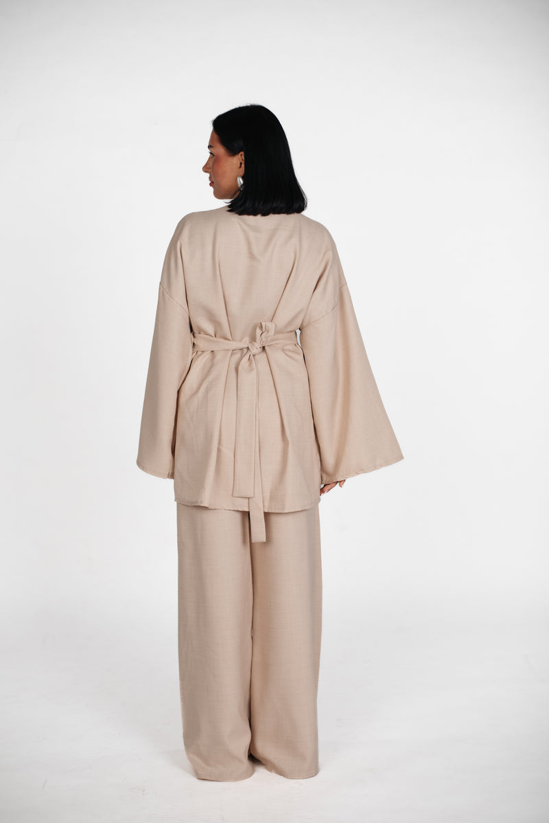 Kimono mit Hose zweiteiler - Beige