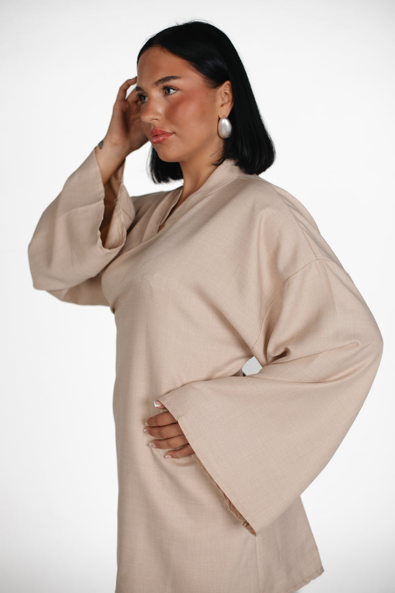 Kimono mit Hose zweiteiler - Beige