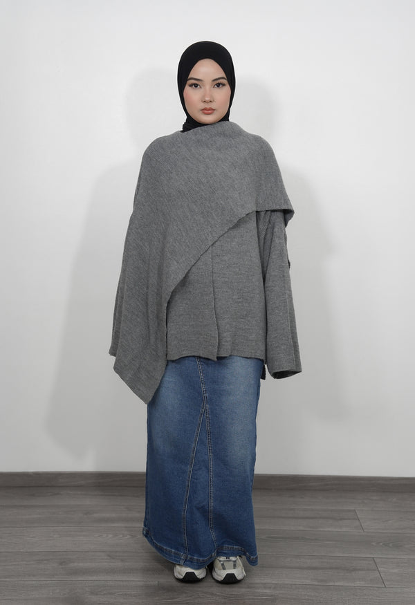 Cape Pullover - Grau