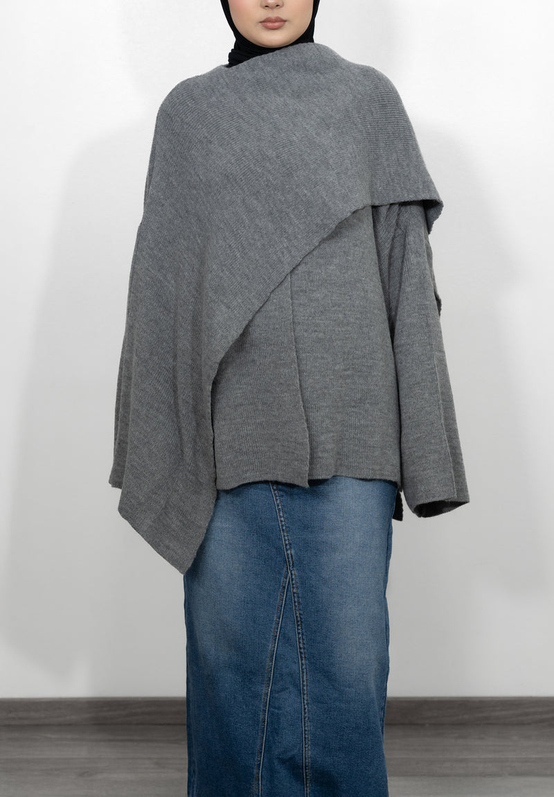 Cape Pullover - Grau