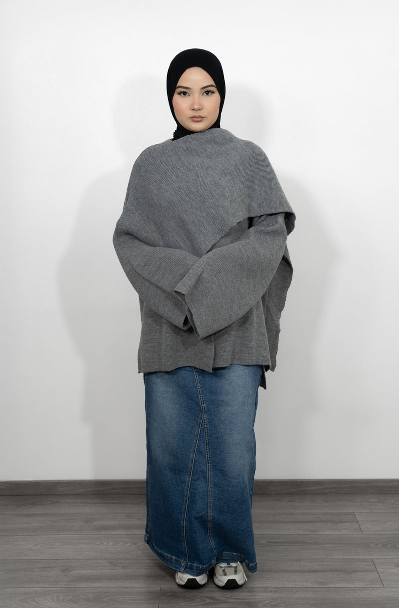 Cape Pullover - Grau