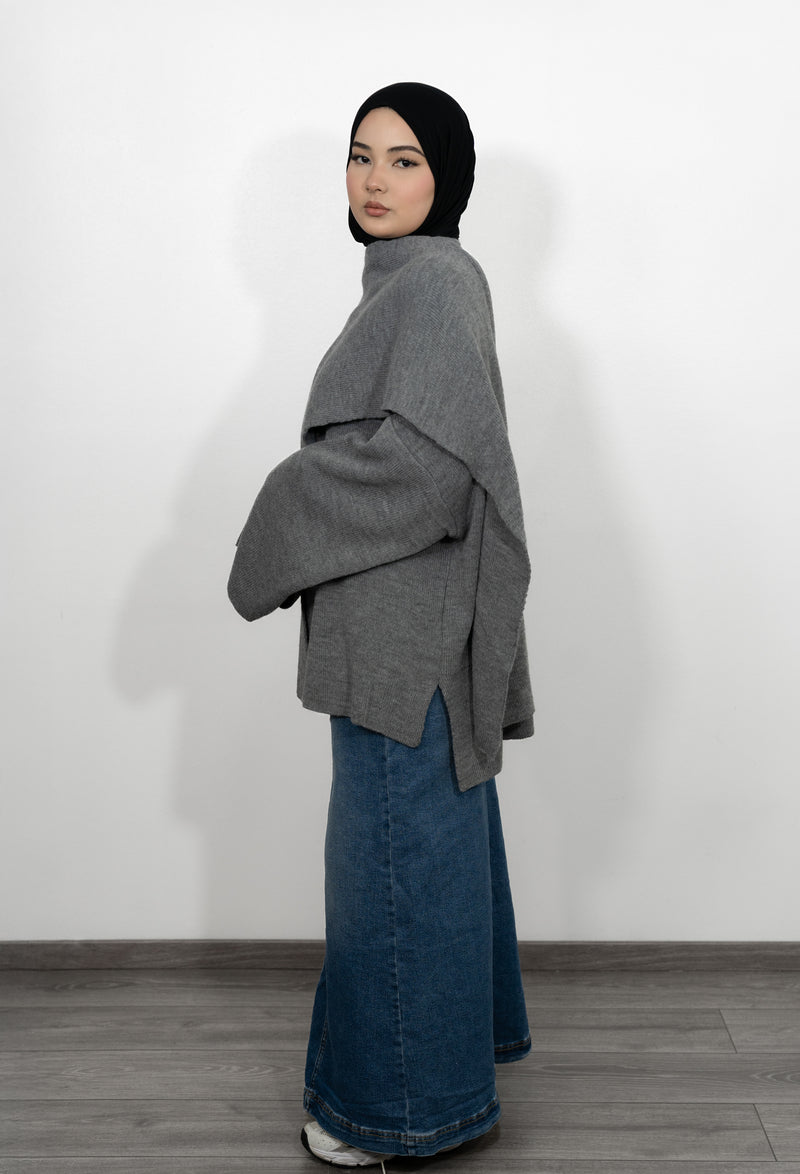 Cape Pullover - Grau