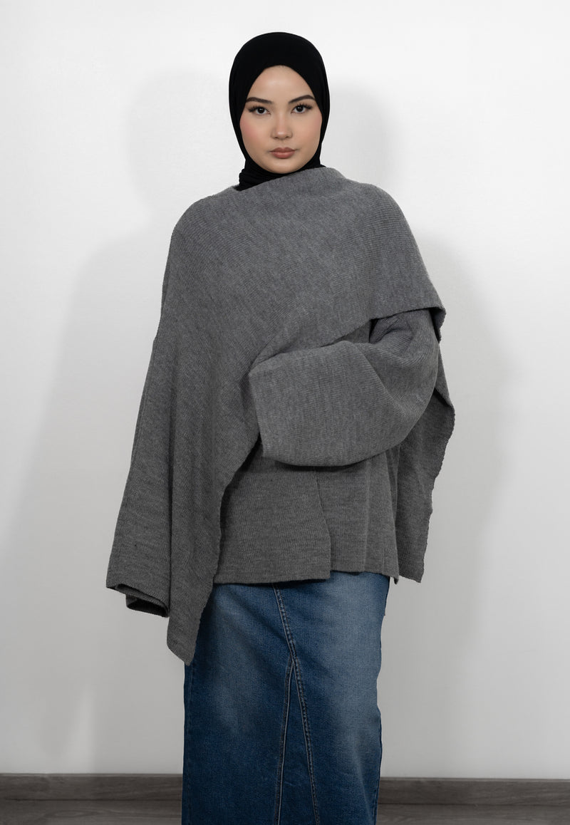 Cape Pullover - Grau