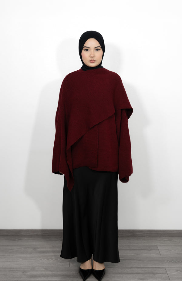 Cape Pullover - Burgundy