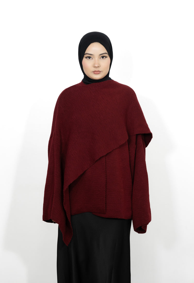 Cape Pullover - Burgunder