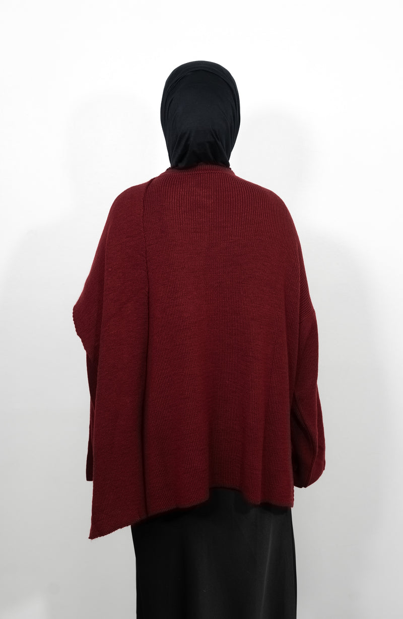 Cape Pullover - Burgunder