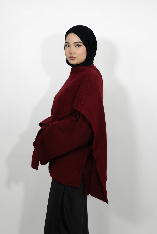 Cape Pullover - Burgundy