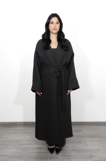 Manteau caban avec ceinture - Noir
