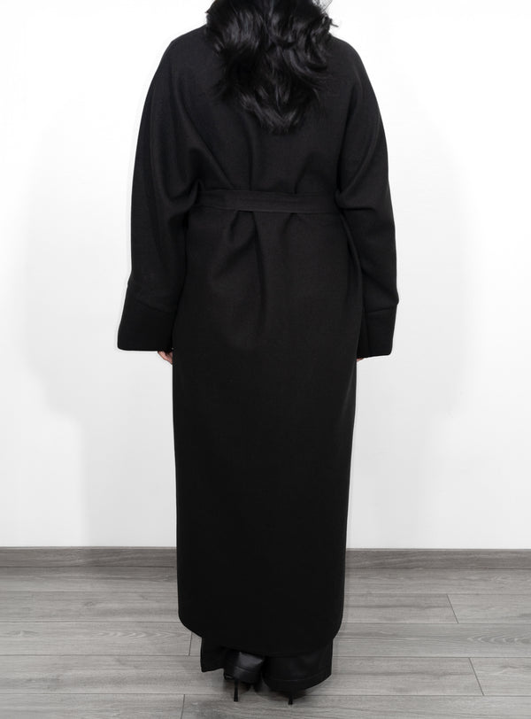 Caban Coat with Belt - Black