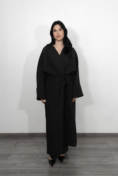 Manteau caban avec ceinture - Noir