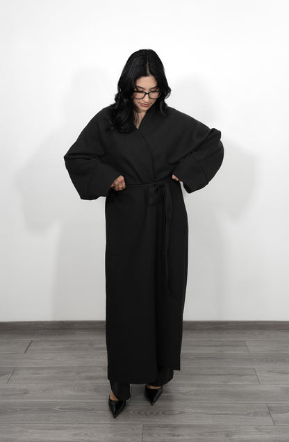 Manteau caban avec ceinture - Noir