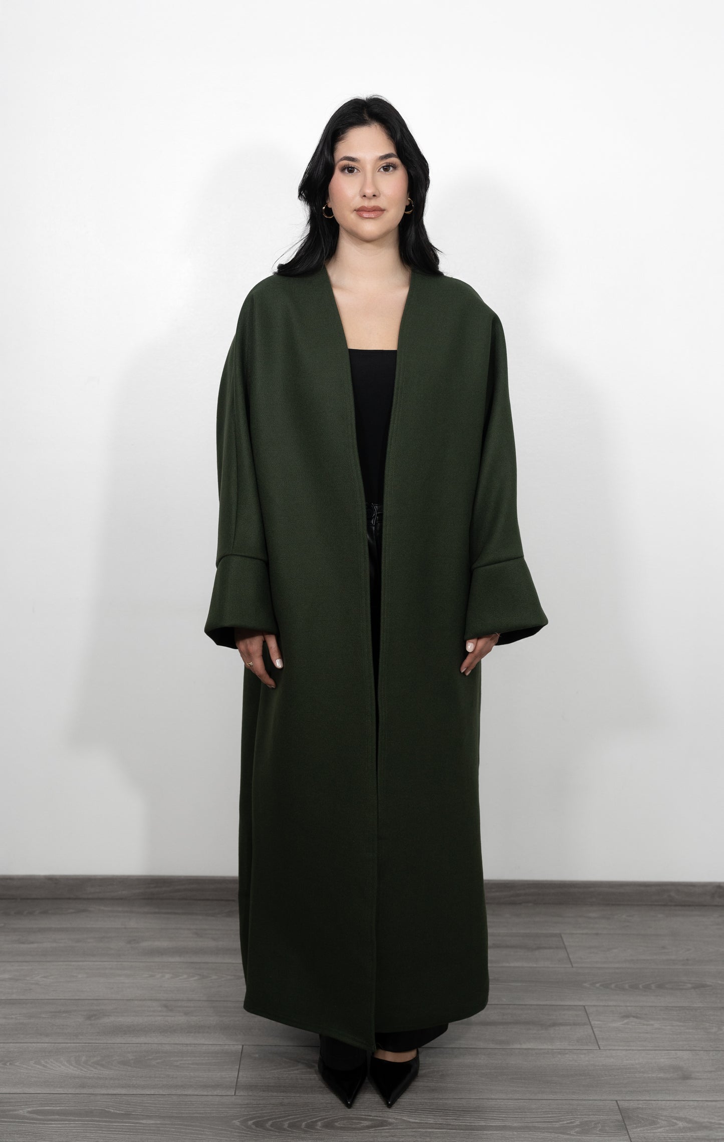 Caban Coat with Belt - Dark Green