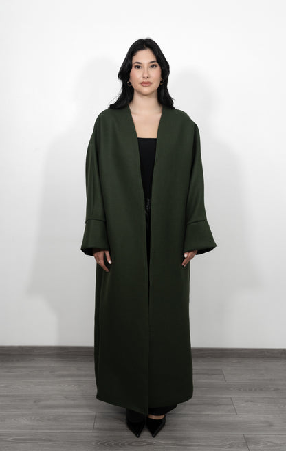 Caban Coat with Belt - Dark Green