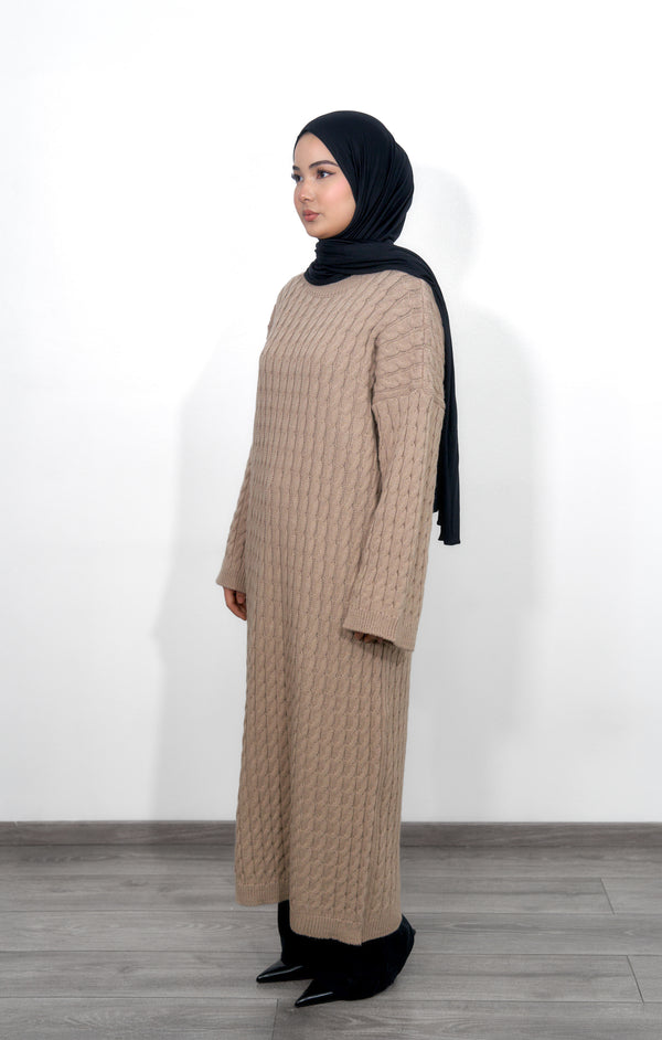 Long Knitted Dress - Beige