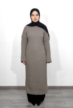 Long Knitted Dress - Taupe