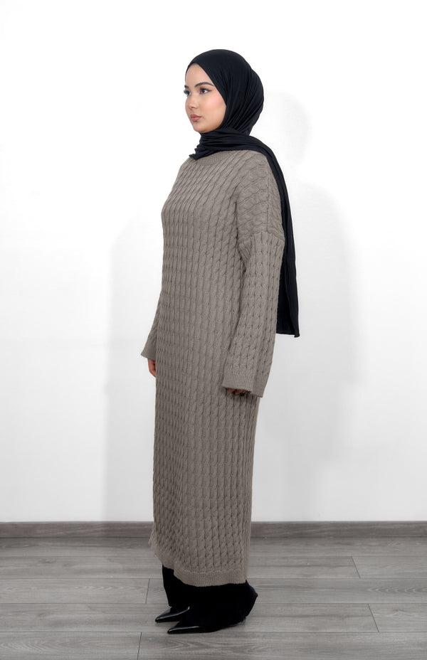 Long Knitted Dress - Taupe