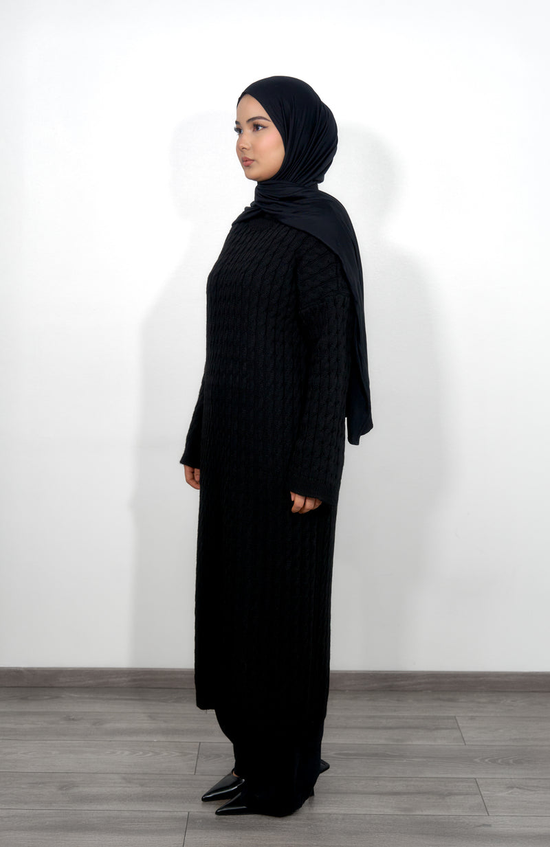 Long Knitted Dress - Black