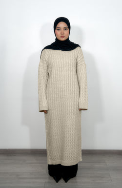 Long Knitted Dress - Cream