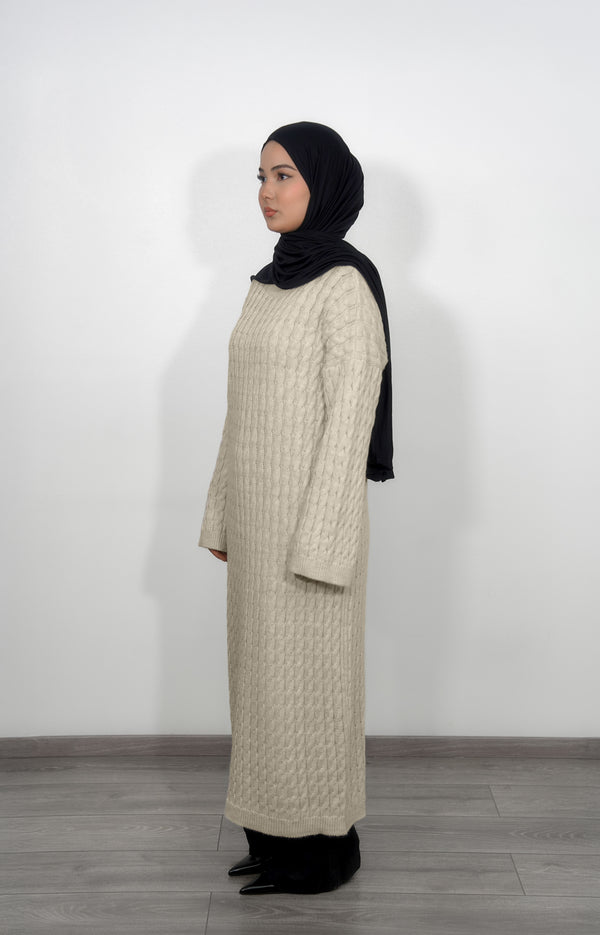 Long Knitted Dress - Cream