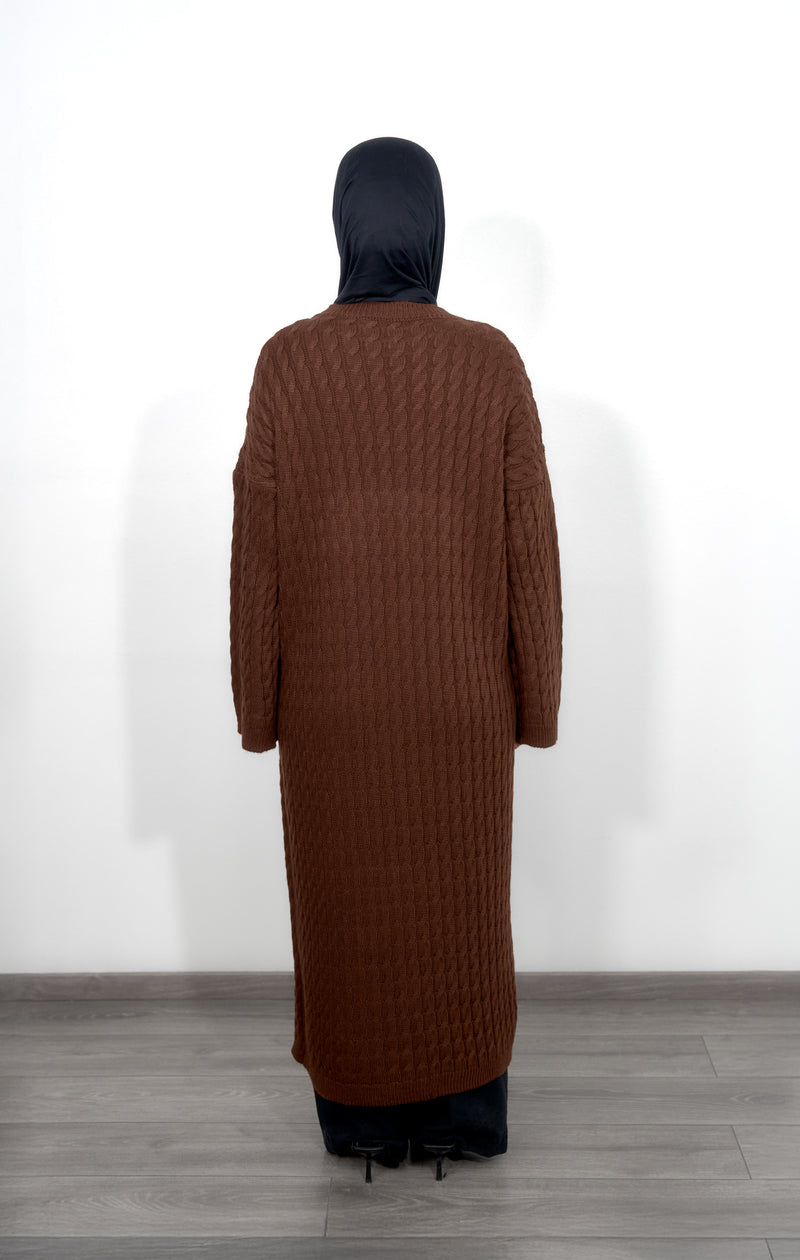 Long Knitted Dress - Brown