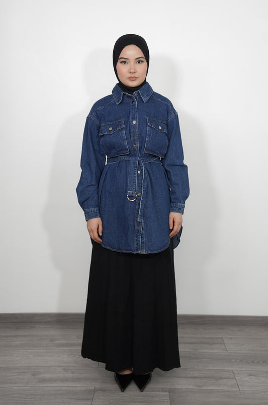 Denim jacket with belt - Denim