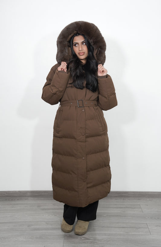 Long down jacket with hood